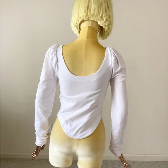 Free People White Long Sleeve Top SZ S - Picture 3 of 5